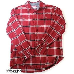 Wrangler Red Plaid Button Up Mens Long Sleeve Cotton Sz S